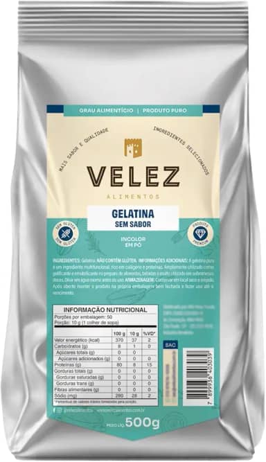 Gelatina sem sabor VELEZ 500g