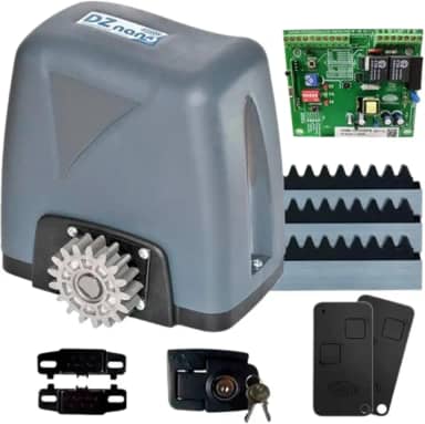 Kit Motor Deslizante Portão Eletrônico Dz Nano 36 Turbo 600kg 1/4 HP Rossi 2 Controles 3 Metros de Cremalheira (220, Volts)