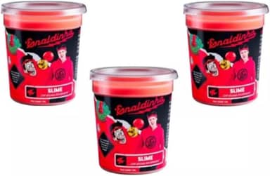 Kit de Slime Enaldinho Lojas Q2 Vermelho com Bolinha Surpresa - 3 Potes Biodegradáveis para Crianças Unissex