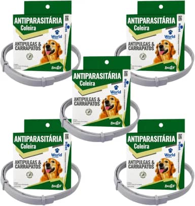 Kit 5 Coleiras Dugs Antipulgas e Carrapatos para Cães 17g com 56cm - World Veterinária