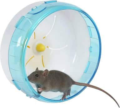 Roda de exercício para hamster silenciosa, roda de corrida para animais de estimação, rodas de plástico para animais pequenos para gerbos de hamster anão sírio, porquinho-da-índia, azul, 17,5 cm