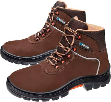 Bota botina Segurança Ocupacional EPI Marluvas Linha Premier 75BPR-PVC cabedal em Nobuck Bico PVC e solado Bidensidade com Estabilizador