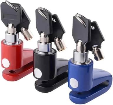 Cadeado Com Chave Trava Para Disco Freio Tranca Moto E Bike Bicicleta Antifurto Universal Bloqueio Aço Segurança (Preto)