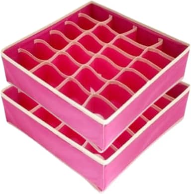 Kit 2 Organizadores de Gaveta Colmeia com 24 Divisórias – Ideal para Roupas Íntimas, Calcinhas, Cuecas, Meias e Biquínis – Prático e Compacto para Organização Premium GiulioEcom (Rosa)