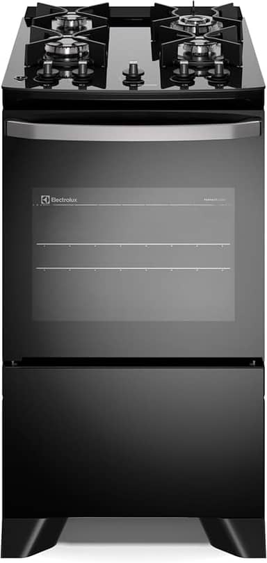 Electrolux Fogão 4 bocas Electrolux Preto Efficient Mesa Vidro, Tripla Chama e PerfectCook (FE4GB) Bivolt