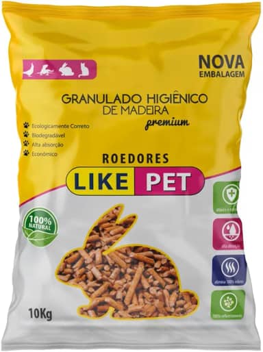 Granulado Higiênico de Madeira Like Pet Roedores 10 kg – 100 % Natural, Alta Absorção, Elimina Odor, Ecológico