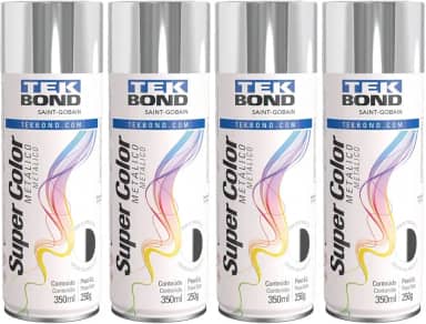 Kit 4 Tintas Spray Cromado Metálico Aerossol TekBond 350ml/250g