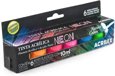 Acrilex TINTA ACRIL NATURE COLORS NEON C/6 SORT, Multicoloridas