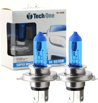 PAR LAMPADAS SUPER BRANCAS 12V H4 8500K 60/55W TECH ONE