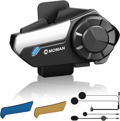 Moman Intercomunicador para motocicleta, H2S 【Atualização H2PRO】 Alto-falante para capacete de motocicleta 2 vias 1000 m, fone de ouvido com cancelamento de ruído triplo/multitarefa de áudio/Hi-Fi