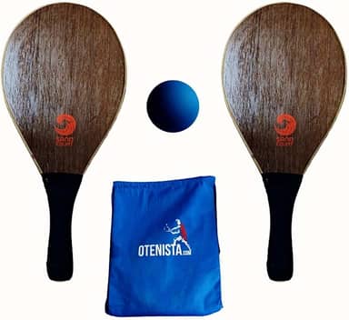 Kit para jogar Frescobol com 2 Raquetes Madeira Oca Mais Bolsa Gymsek e Bola Cortesia