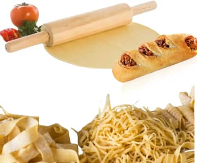 Rolo de Madeira para Massas De Macarrão Pizza Tortas Para Uso Profissional Ideal Para A Sua Cozinha Tamanho de 44 cm Rolagem Fluída