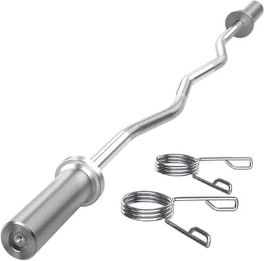 Barra W Olímpica Maciça Para Supino Musculação 1,2 Metros Com 2 Prisilhas