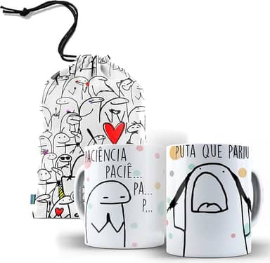 Caneca Meme Divertida + Saquinho de Presente Paci?ncia, Paci?ncia Puta Que Pariu