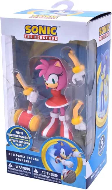 Just Toys LLC — Buildable Sonic The Hedgehog [Amy Rose] Figure │ 4″ Collectible Toy, Interchangeable Arms & Accessories, Ages 6+ (Knuckles, Sonic, Knuckles, Amy Rose, and Shadow)