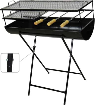 Churrasqueira Espetinho nº2 com 2 grelhas e 3 espetos - Aço carbono