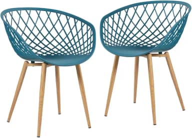 Loft7, Kit 2x Cadeiras Clarice Nest Sidera com Apoio de Braços, Sala Cozinha e Lazer, Polipropileno e Metal - Turquesa