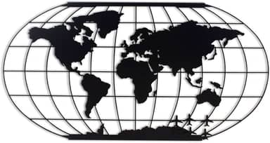 Painel Mapa Mundi Minimal 43x85cm, Mural Magnético, Quadro Metálico, para fixar Fotos, Recados - Geguton