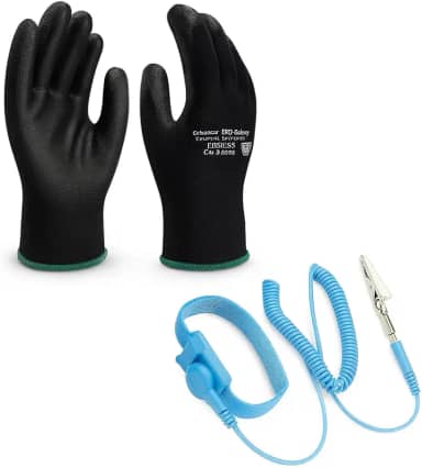 Kit Limpeza ESD com Luva Antiestática tamanho G + Pulseira Antiestática Profissional
