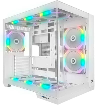 Gabinete Gamer Redragon Wideload Pro - Mid Tower, USB 3.0+2.0, Aquário, Vidro Panorâmico - Branco