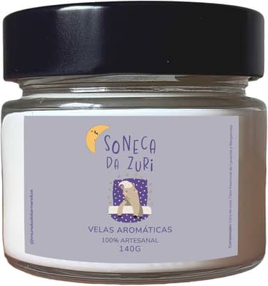 Vela Aromática Soneca da Zuri – Lavanda e Bergamota | Aromaterapia Natural para Relaxamento e Sono Tranquilo | Feita com Cera Vegetal e Óleos Essenciais | Mundo do Tamanduá