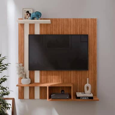 LOJAS GK, Painel Light Para TV 32 Polegadas Com 2 Nichos - gkmoveis cor:freijó