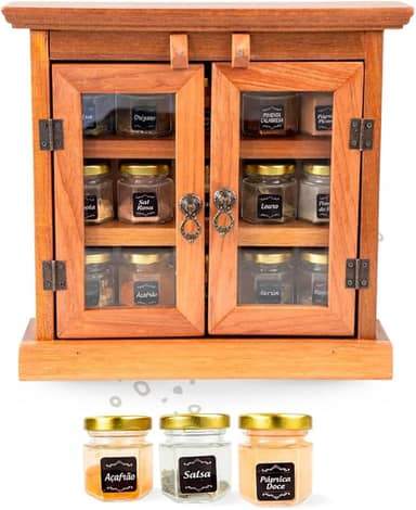 Armário Pequeno de Madeira para Temperos - Estilo Rústico, Montagem na Parede, Ideal para Cozinha e Área Gourmet