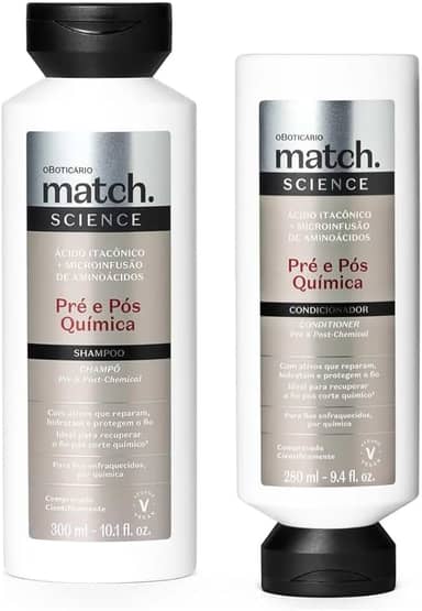 Kit O BOTICARIO Match Shampoo e Condicionador Pré e Pós Química - Nutrição e Hidratação para Cabelos Quimicamente Tratados