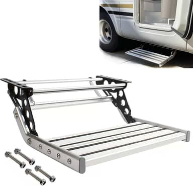 Conjunto de degraus para trailer de caminhão, escadas dobráveis manuais/elétricas automáticas, antiderrapante, capacidade de 330 libras, para trailer de viagem de motorhome de van RV (cor:
