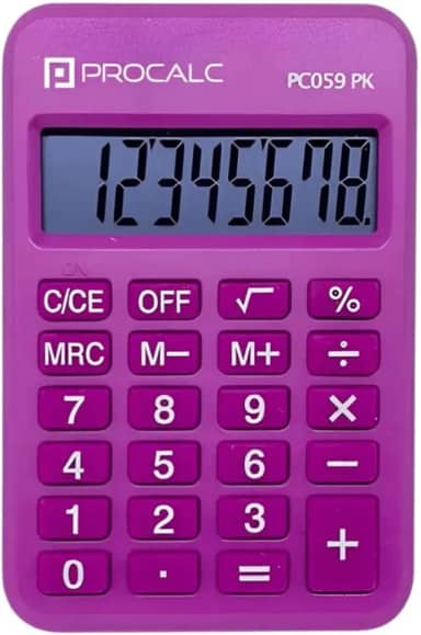 Calculadora, Procalc, 8 Dígitos, Rosa, PC059PK