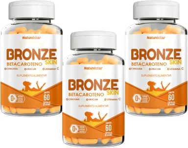 Kit Combo 3 Bronze Skin Betacaroteno + Vitamina C 60 Cápsulas Natunéctar