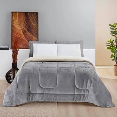Cobertores KING size FOFÃO Gigante Lã Manta Cobertas Sherpa Edredom Grosso Coberdrom frio intenso (Cinza)