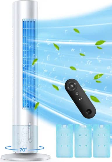 Balko - Refrigerador de ar evaporativo de 35 polegadas, condicionador de ar aprimorado para pântanos 2024 com modo de refrigeração, 3 velocidades, temporizador inteligente para desligamento