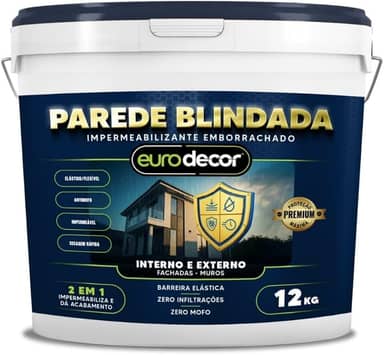 Parede Blindada Euro Decor Tinta Emborrachada 12KG Fácil Aplicação Proteção Contra Infiltrações (Areia)