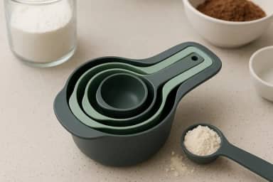 Conjunto 6 Colheres Medidoras Empilháveis em Plástico Resistente – Utensílios de Cozinha Precisos e Compactos