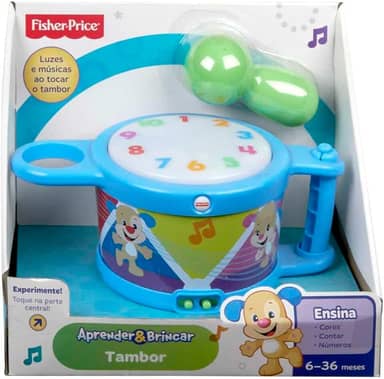 Fisher-Price Aprender e Brincar Brinquedo para Bebês Tambor para crianças a partir de 6 meses