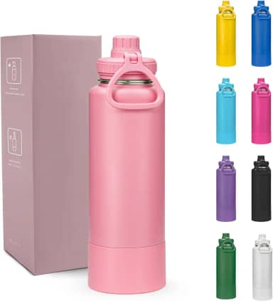 Garrafa Térmica 800ml - Duplamente Isolada, Aço Inox 304, Base Emborrachada Anti Derrapante, Mantém Bebidas Quentes por 12 Horas e Geladas por 24 Horas, (Rosa Bebe)