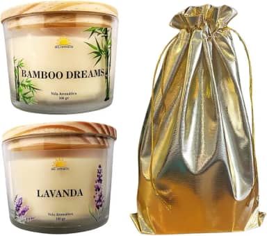Kit 2 Velas Aromáticas Perfumada Lavanda e Bamboo 100g com Embalagem para Presente