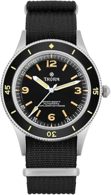 Thorn Relógio masculino de mergulho automático com 50 braças, movimento NH35, C3, luminoso, militar, 200 m, impermeável, 40 mm, Mecânico, mergulho, militar