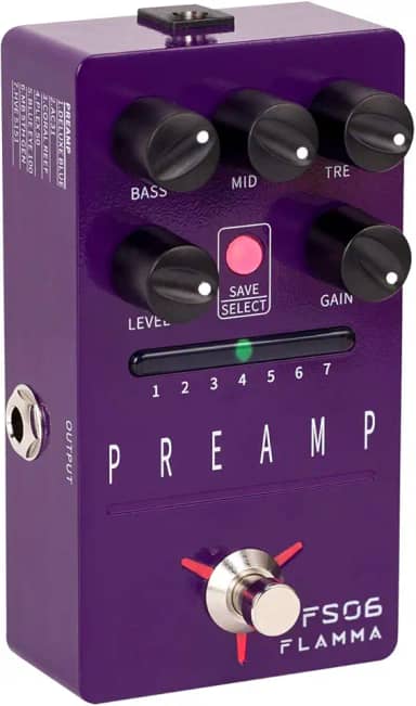 FLAMMA Pedal De Pré-Amplificador Digital Fs06 Com Efeitos Guitarra E Simulação Gabinete Integrado, 7 Modelos Presets Salváveis