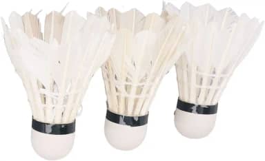 plplaaoo Petecas brancas estáveis profissionais de badminton de penas de ganso para treinamento de esportes internos ao ar livre e cabeças de bola de espuma para amadores, 3 peças com balde de