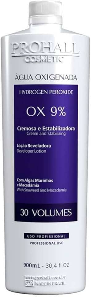 Água Oxigenada 30 Volume Prohall - Revelador Cremoso Profissional 900ml - Alta Performance para Descoloração e Coloração