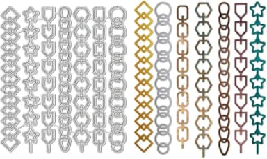 Matrizes de corte com tema de corrente, correntes circulares retangulares de diamante para fazer cartões, álbum de fotos faça você mesmo, álbum de fotos, cartão de papel decorativo em relevo