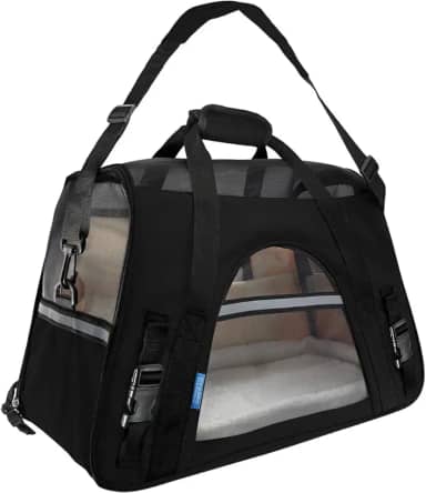 Bolsa Transporte Pet 52x35x25 Preta Passeio Viagem Carro Avião Para Cães e Gatos Até 8kg
