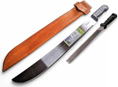 Facão Para Mato Tramontina De 10 a 20 Polegadas Com Bainha em Couro Tratado E Lima Para Amolar