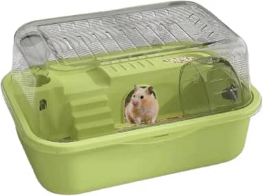 Gaiola de hamster, gaiola de camada dupla para hamster para animais de estimação - roda de corrida silenciosa, anexada, habitat de animais pequenos, para coelhinho de chinchila, gerbil, esquilo