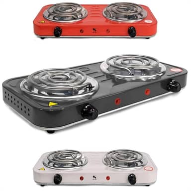 Fogão Elétrico Fogareiro Portátil Cooktop 2 Bocas 2000w 220V (VERMELHO)
