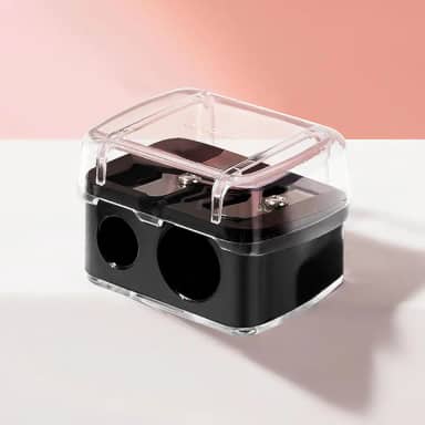 Apontador de lápis cosmético de orifício duplo para delineador de batom, ferramenta de precisão para delineador de sobrancelhas e lábios, preto