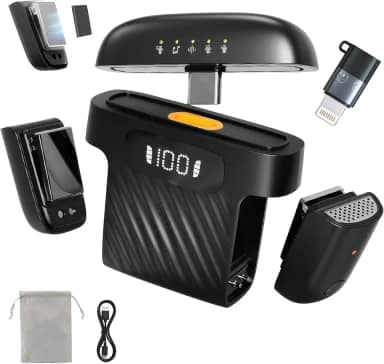 microfone de Lapela Sem Fio, Três mudanças de voz, 50m Alcance + 3 Modos de Cancelamento de Ruído(2TX+1RX), Com Estojo de Carga,para Celular, iPhone, Gravação, Lives, Reuniões e Vlogs(Preto)