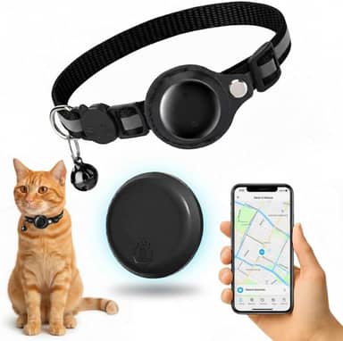 COLEIRA PARA GATO COM RASTREADOR inteligente smart tag, ajustável, refletiva, à prova d'água, anti-enforcamento com fecho de segurança, compatível com Apple Find My (KIT PARA APPLE)
